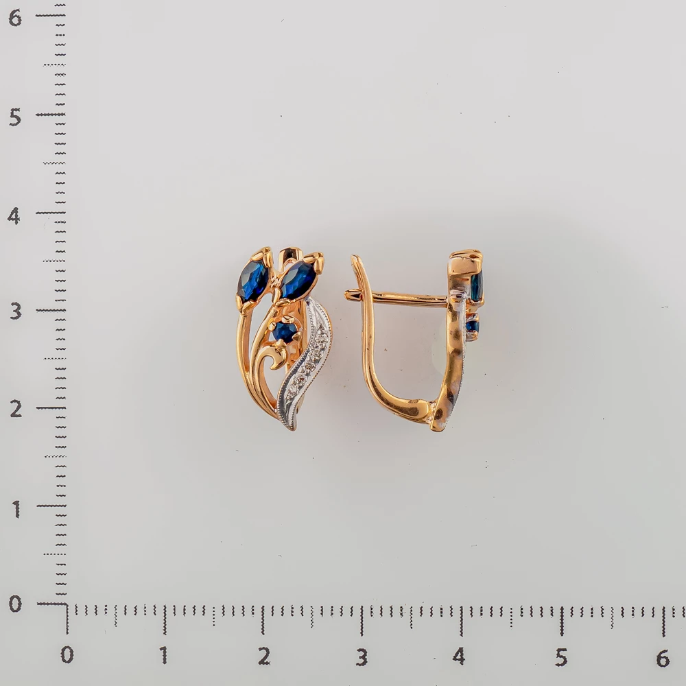 Серьги с сапфиром из красного золота 585 пробы