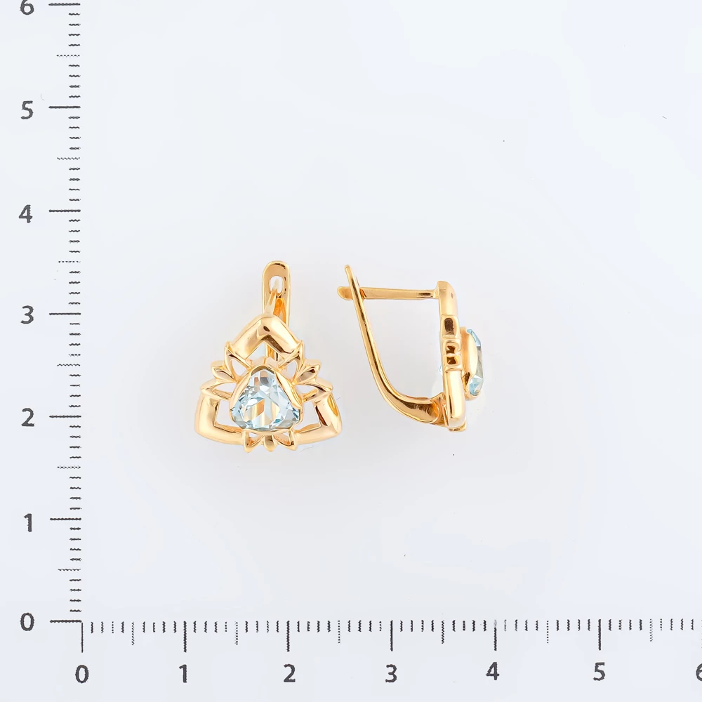 Серьги с топазом из красного золота 585 пробы 2