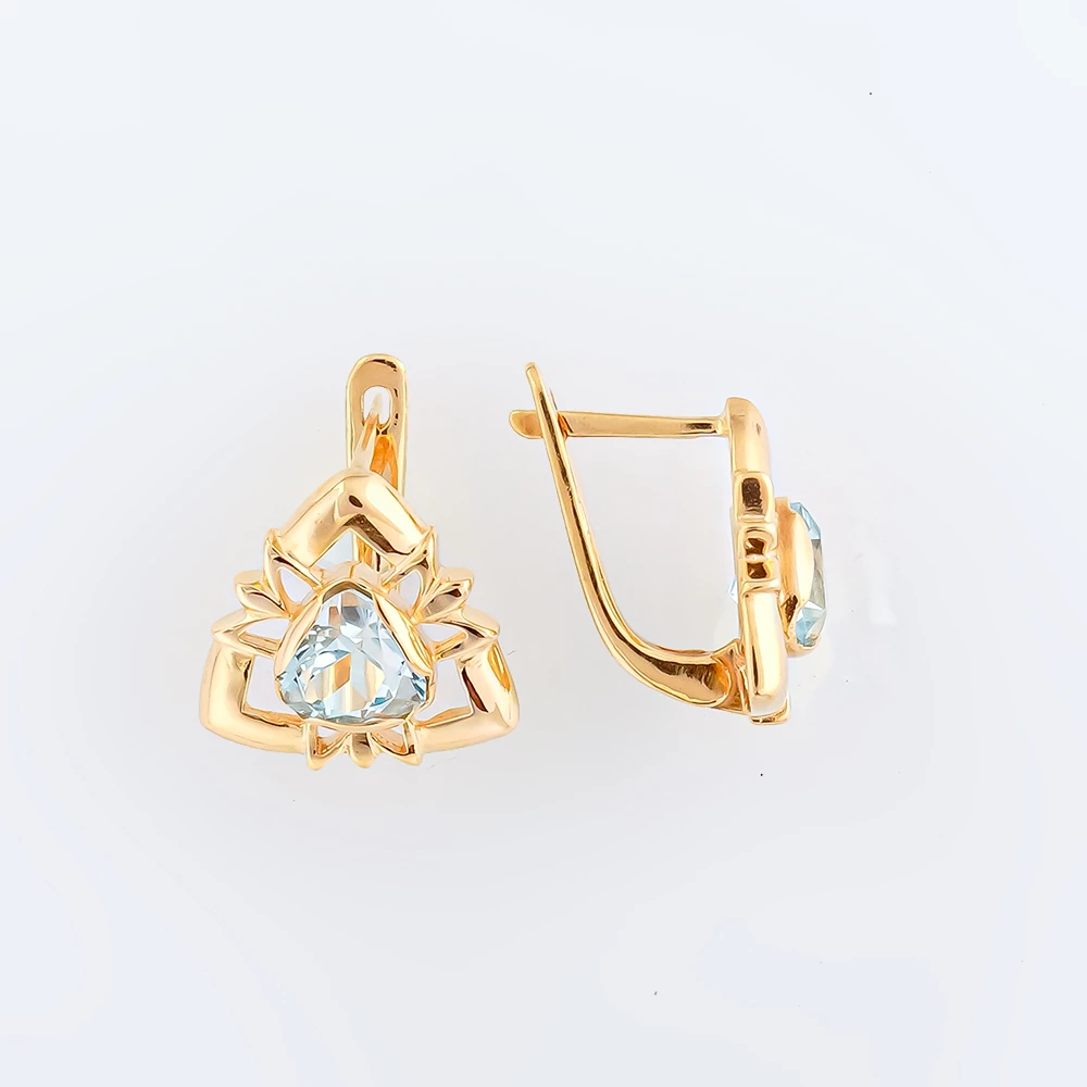 Серьги с топазом из красного золота 585 пробы 1
