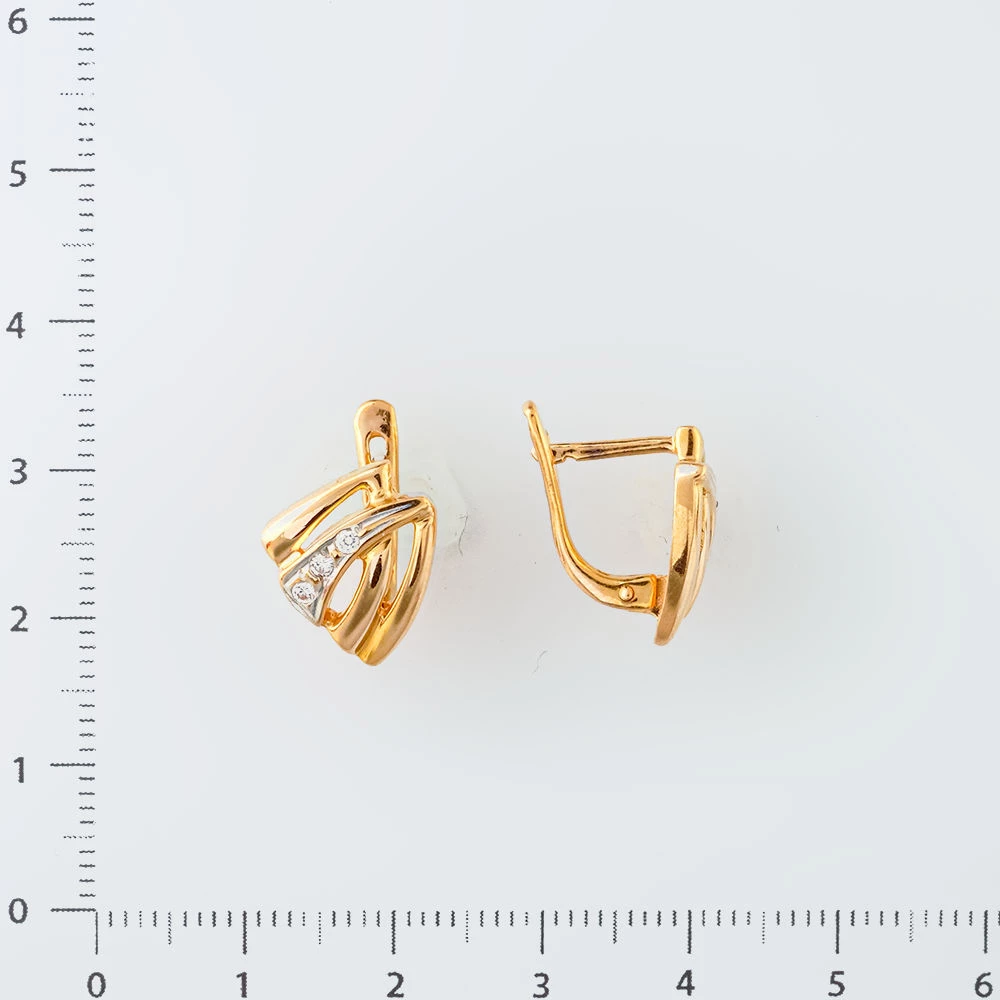 Серьги с фианитом из красного золота 585 пробы 2