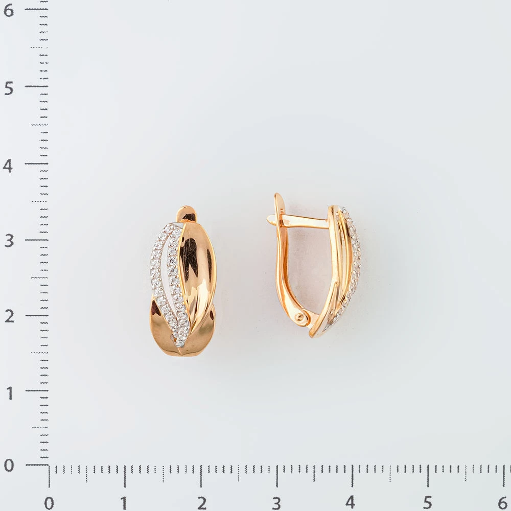 Серьги с фианитом из красного золота 585 пробы 2
