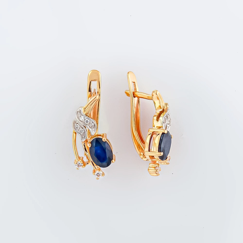 Серьги с сапфиром из красного золота 585 пробы 1