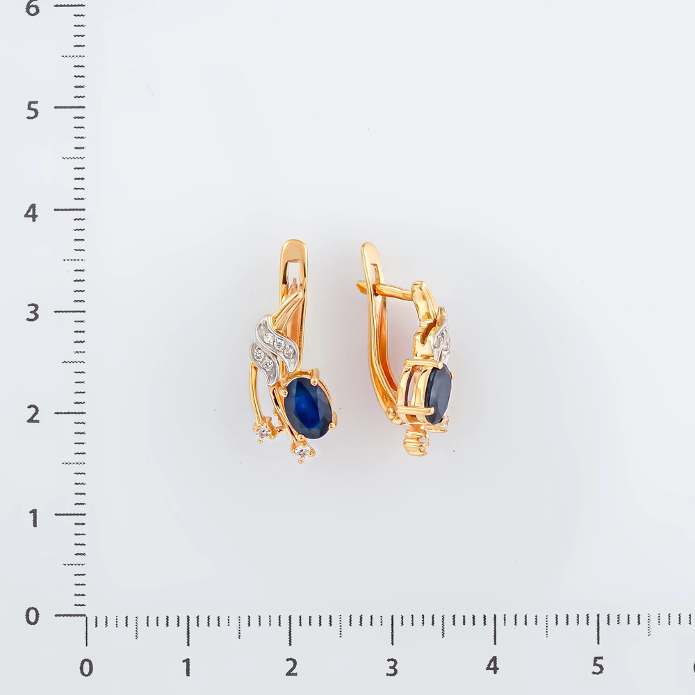 Серьги с сапфиром из красного золота 585 пробы 2