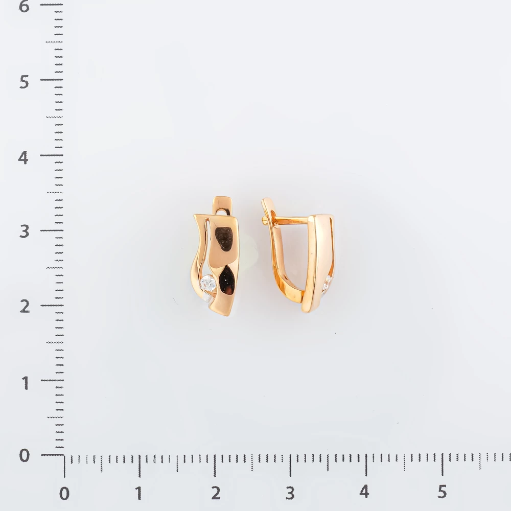 Серьги с фианитом из красного золота 585 пробы 2