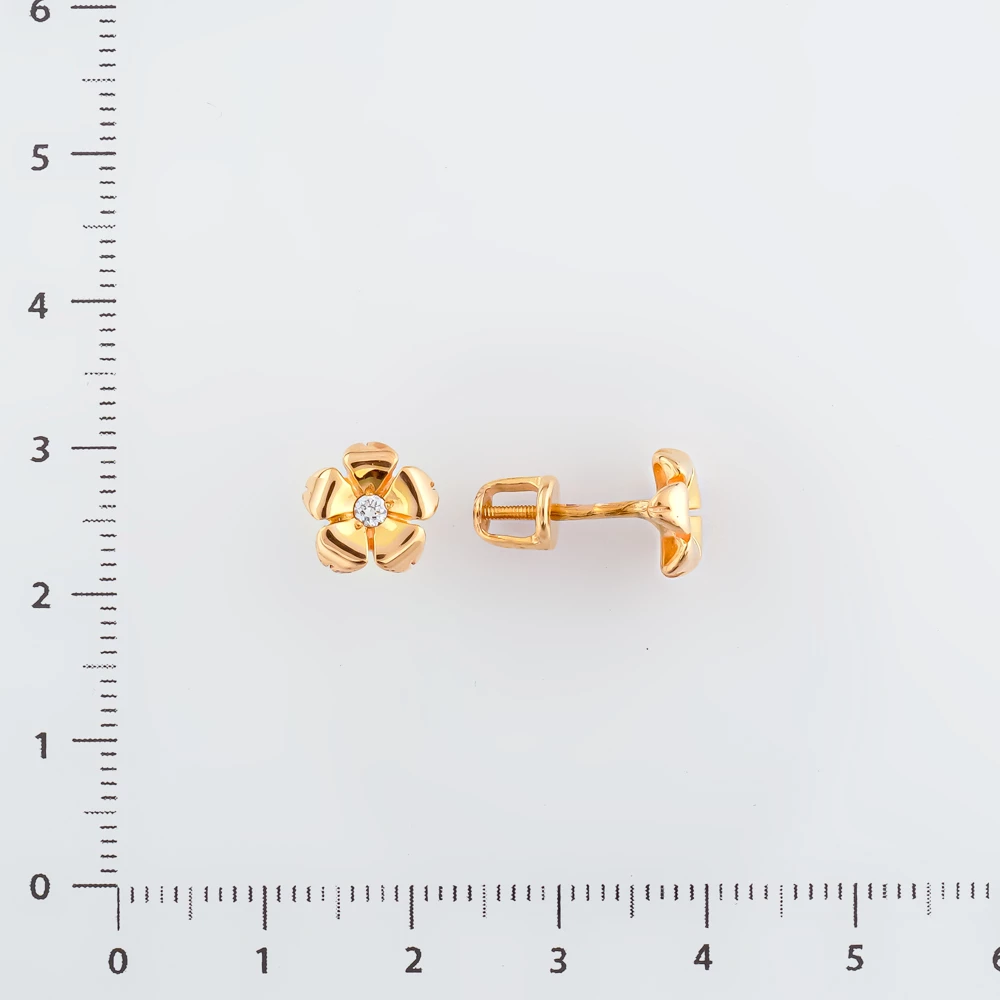 Серьги с фианитом из красного золота 585 пробы 2