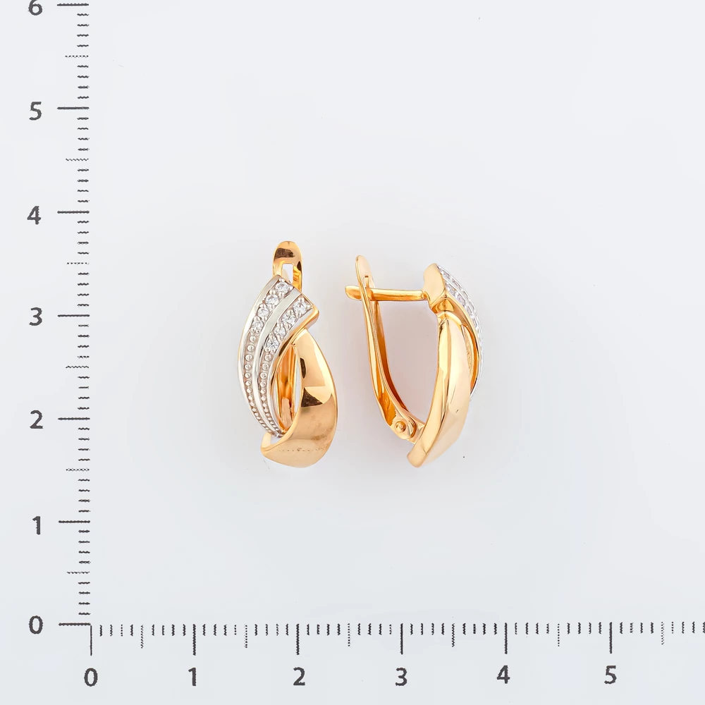 Серьги с фианитом из красного золота 585 пробы 2
