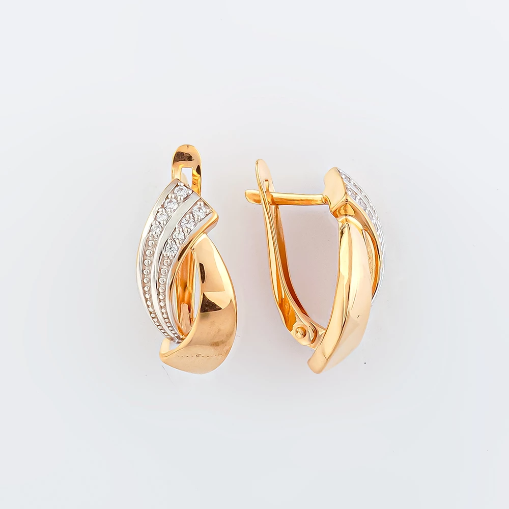 Серьги с фианитом из красного золота 585 пробы 1