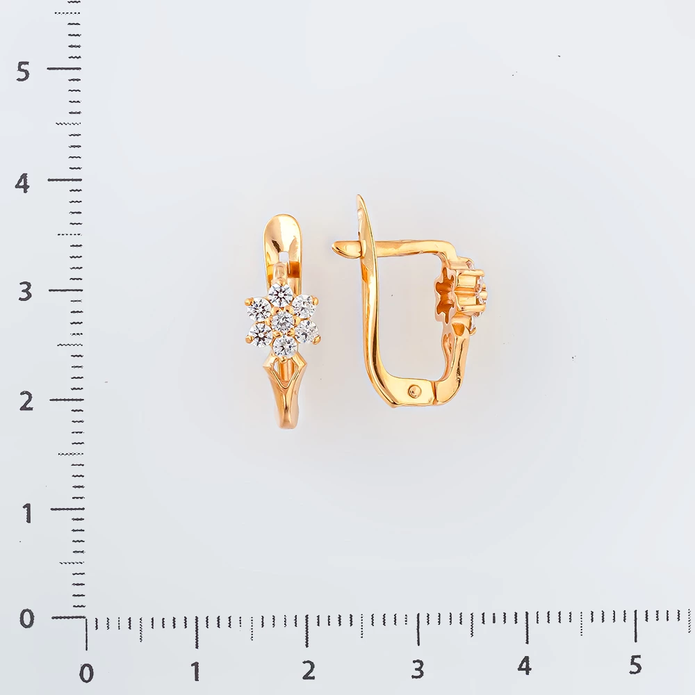 Серьги с фианитом из красного золота 585 пробы 2