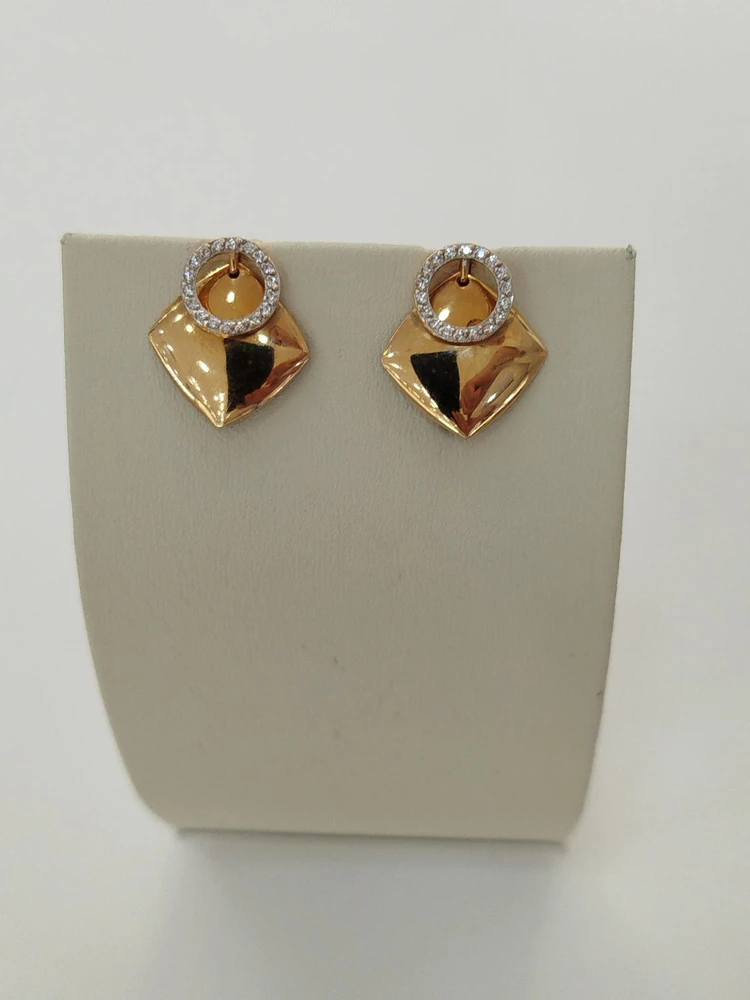 Серьги с фианитом из красного золота 585 пробы 1