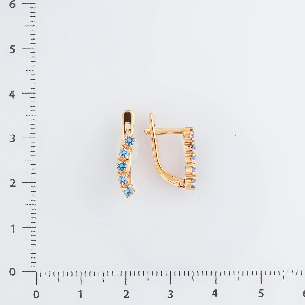Серьги с фианитом из красного золота 585 пробы 2