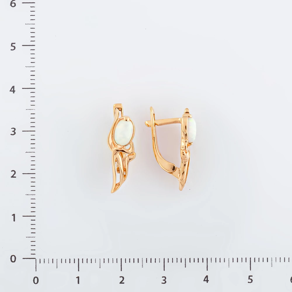 Серьги с опалом синтетическим из красного золота 585 пробы 2