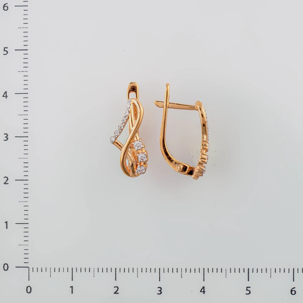 Серьги с фианитом из красного золота 585 пробы 2