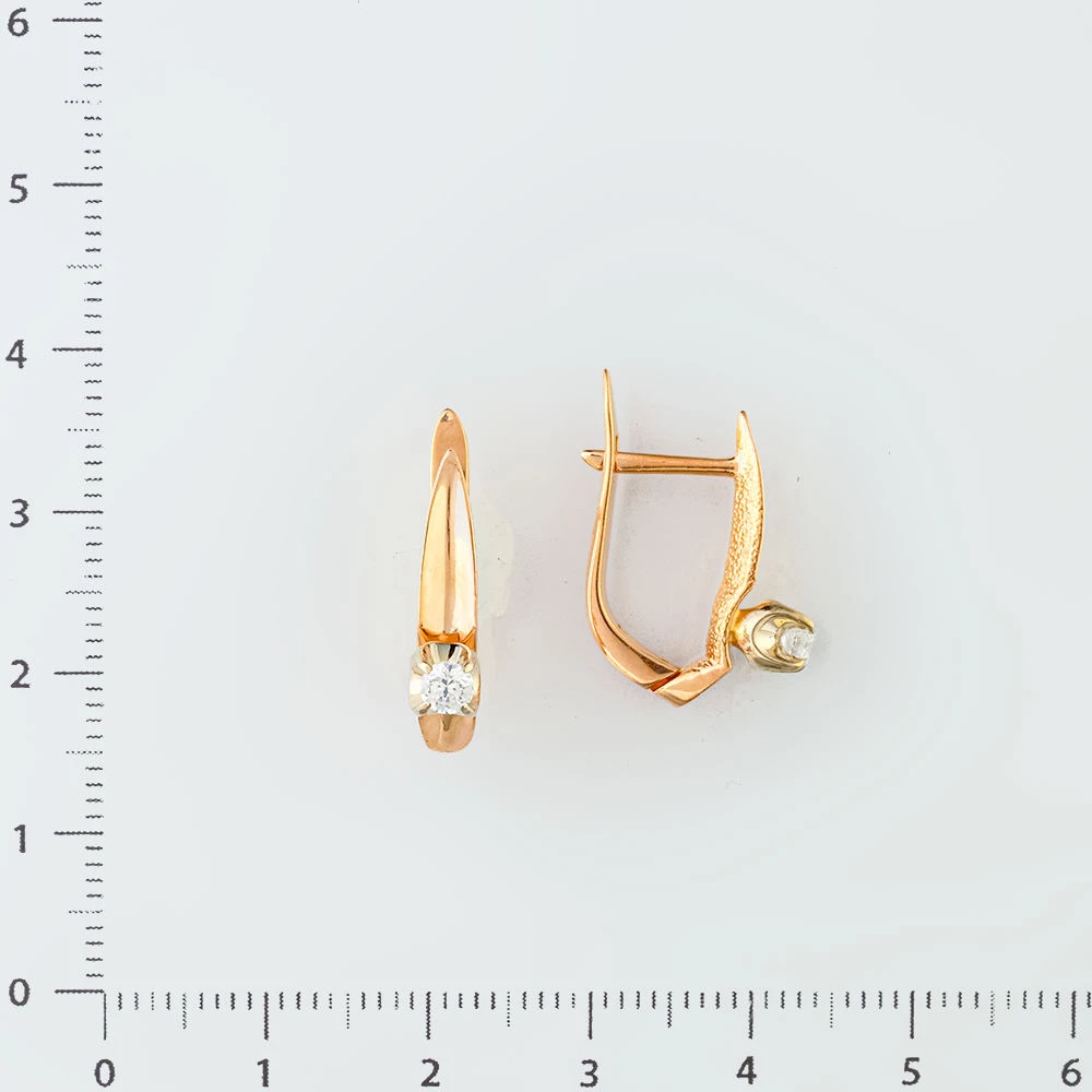 Серьги с фианитом из красного золота 585 пробы 2