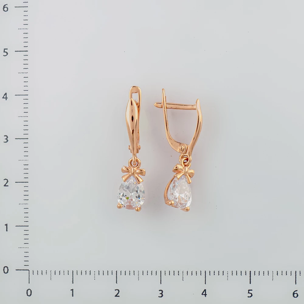Серьги с фианитом из красного золота 585 пробы 2