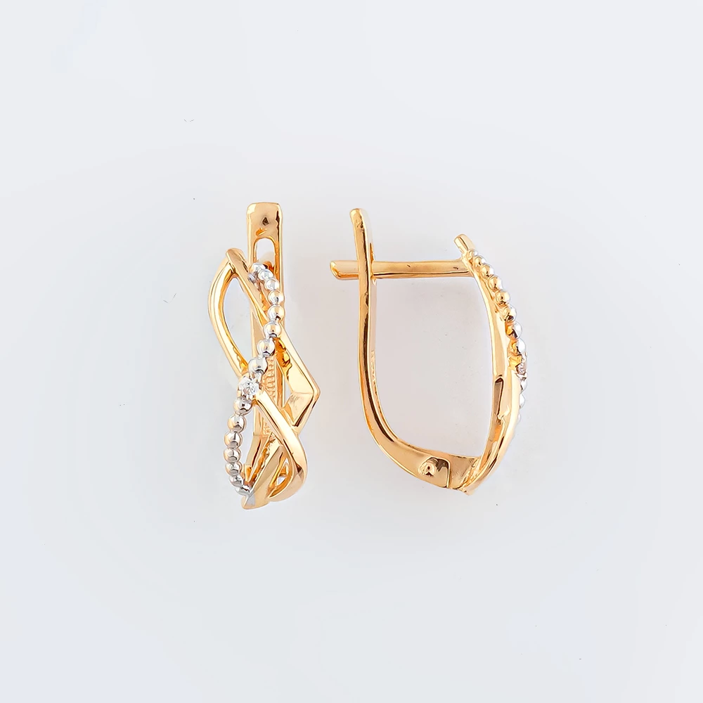 Серьги с фианитом из красного золота 585 пробы 1