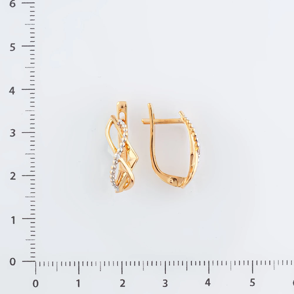 Серьги с фианитом из красного золота 585 пробы 2