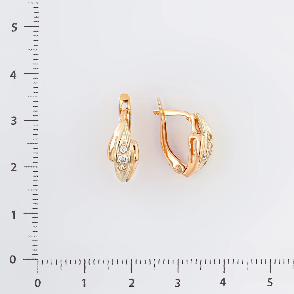 Серьги с фианитом из красного золота 585 пробы 2
