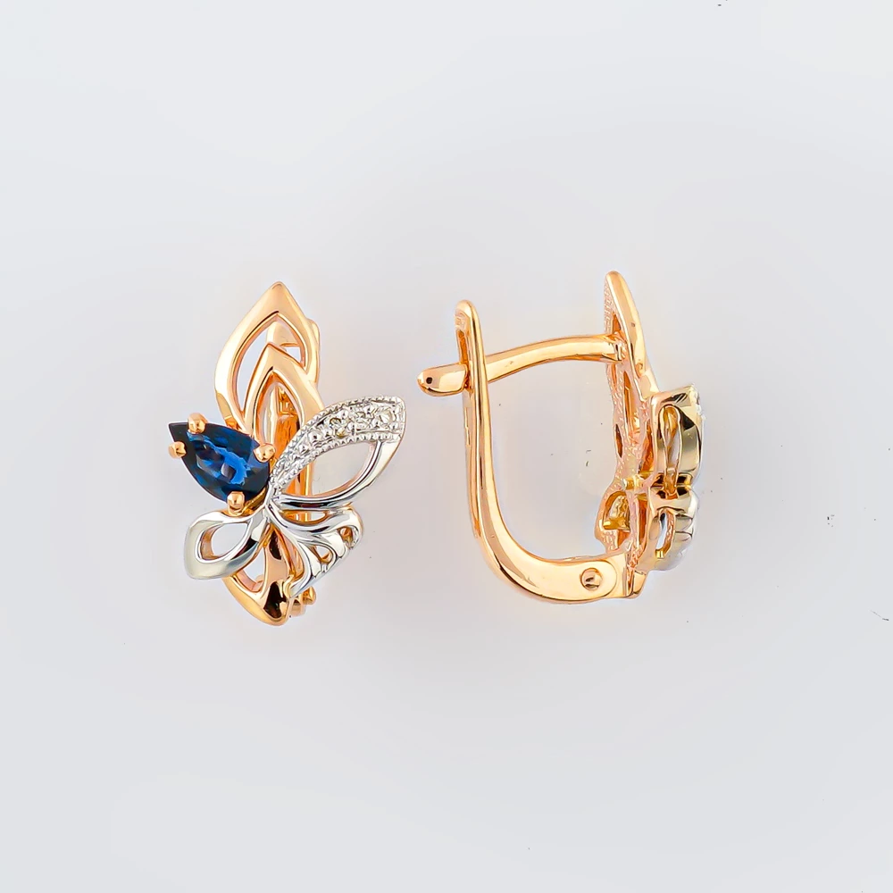 Серьги с сапфиром из красного золота 585 пробы 1