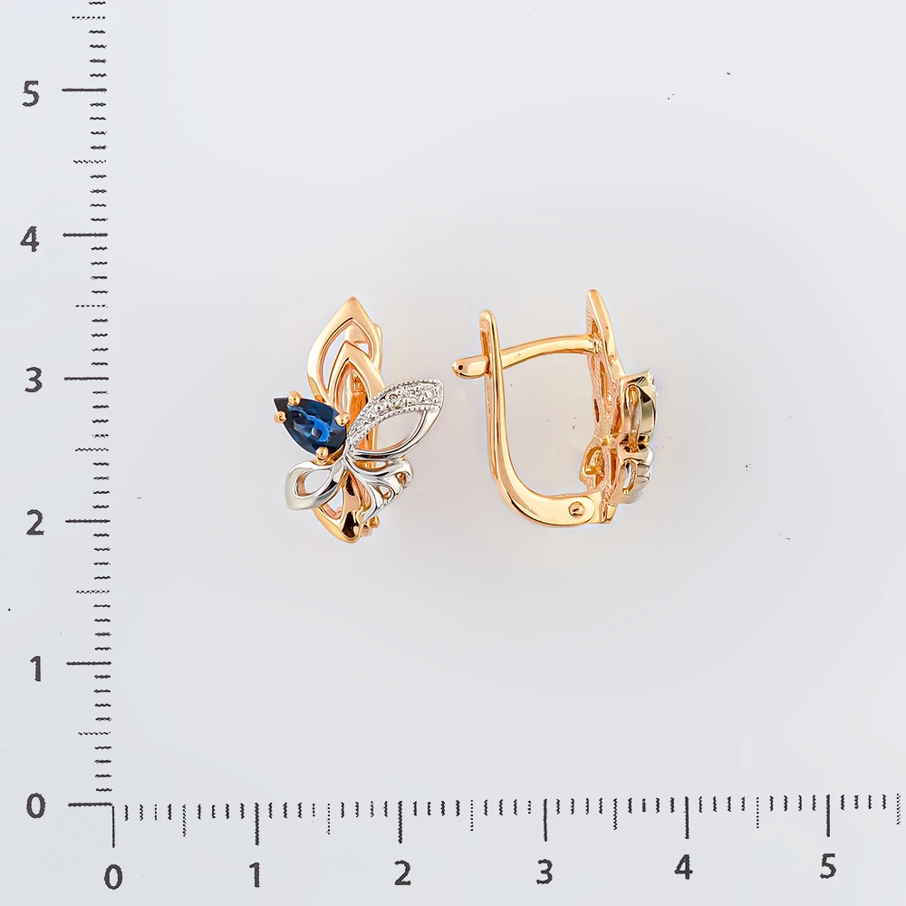 Серьги с сапфиром из красного золота 585 пробы 2