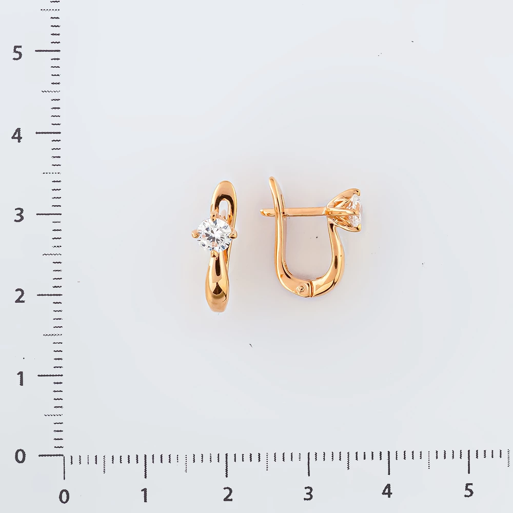 Серьги с фианитом из красного золота 585 пробы 2