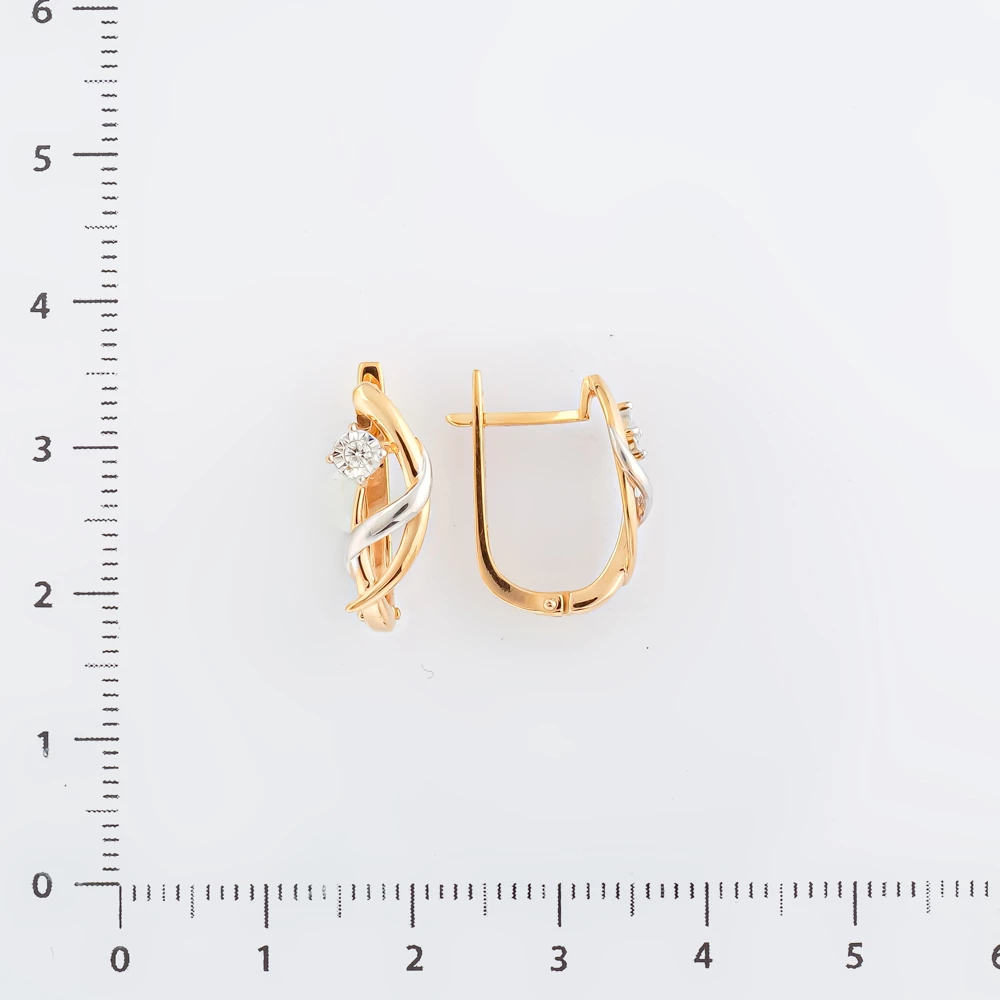 Серьги с бриллиантом из красного золота 585 пробы 2