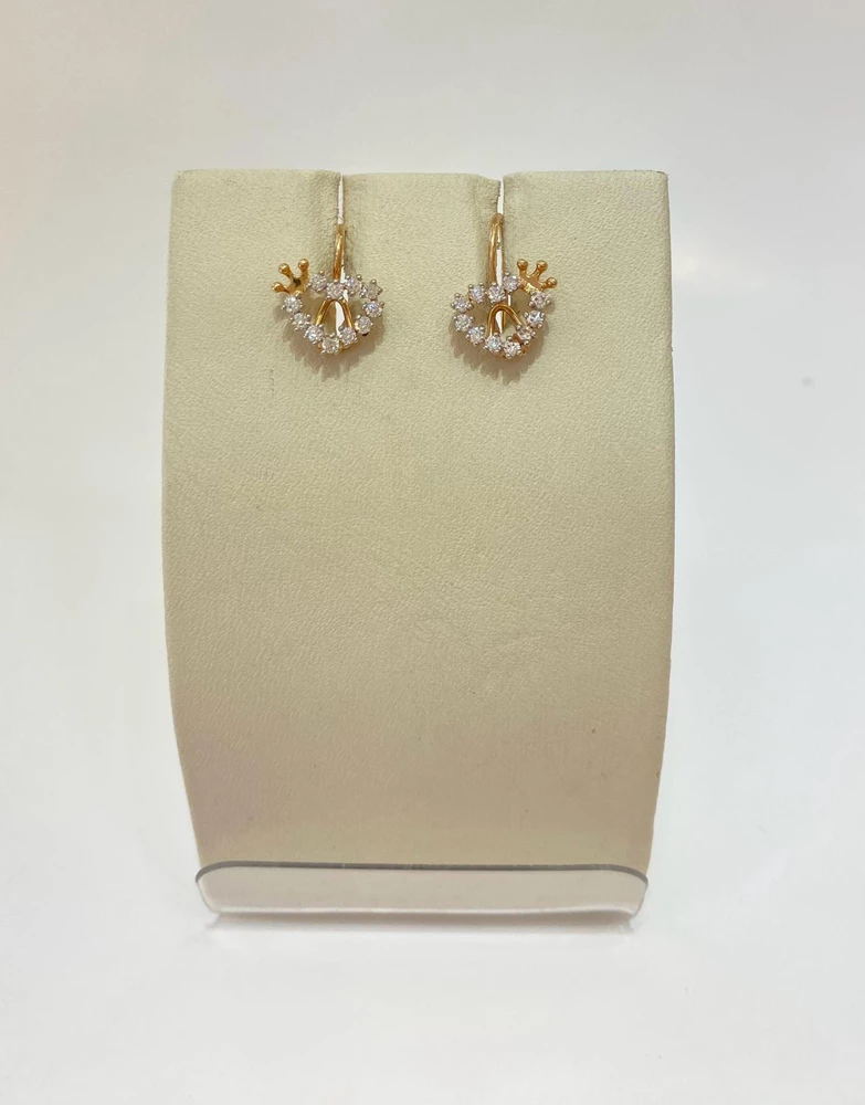 Серьги с фианитом из красного золота 585 пробы 1