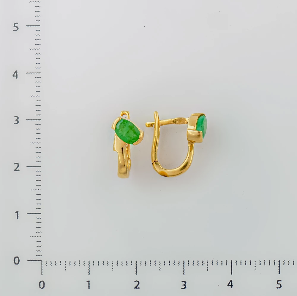 Серьги с изумрудом из желтого золота 585 пробы 2