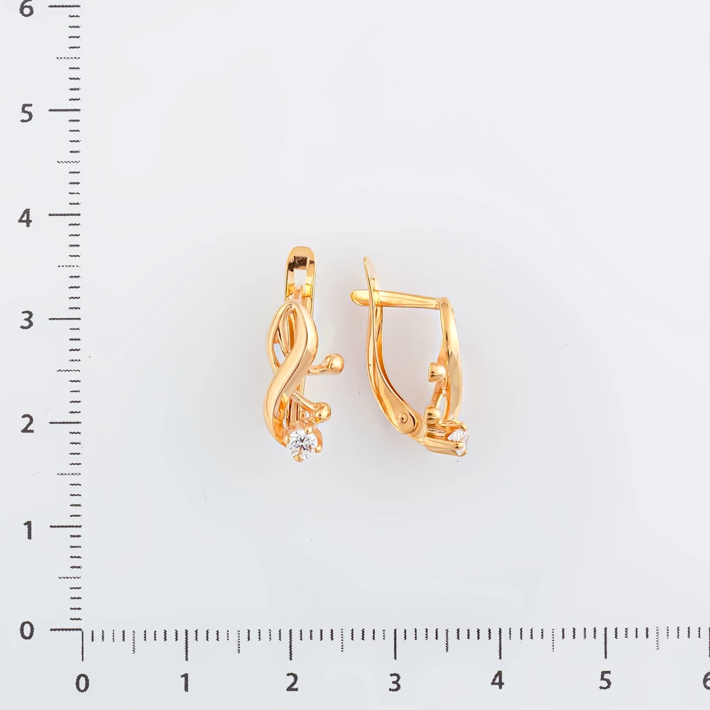 Серьги с фианитом из красного золота 585 пробы 2