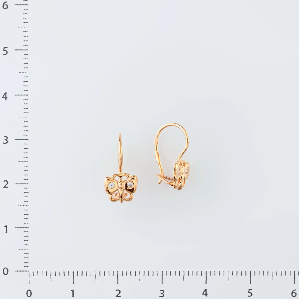Серьги с фианитом из красного золота 585 пробы 2
