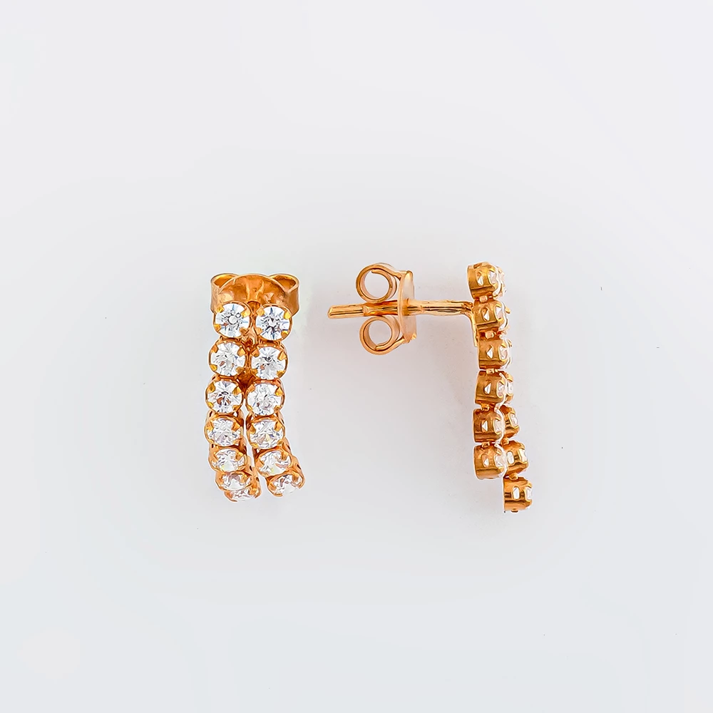 Серьги с фианитом из красного золота 585 пробы 1
