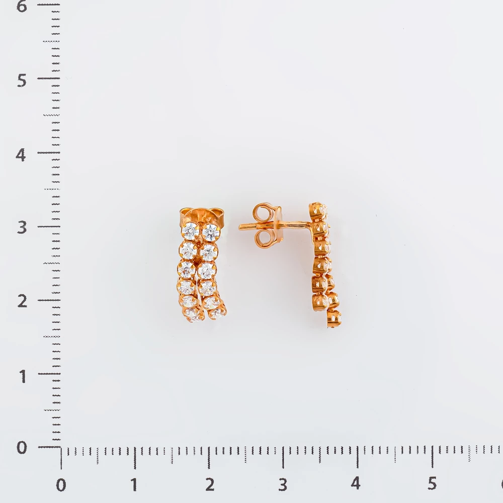 Серьги с фианитом из красного золота 585 пробы 2