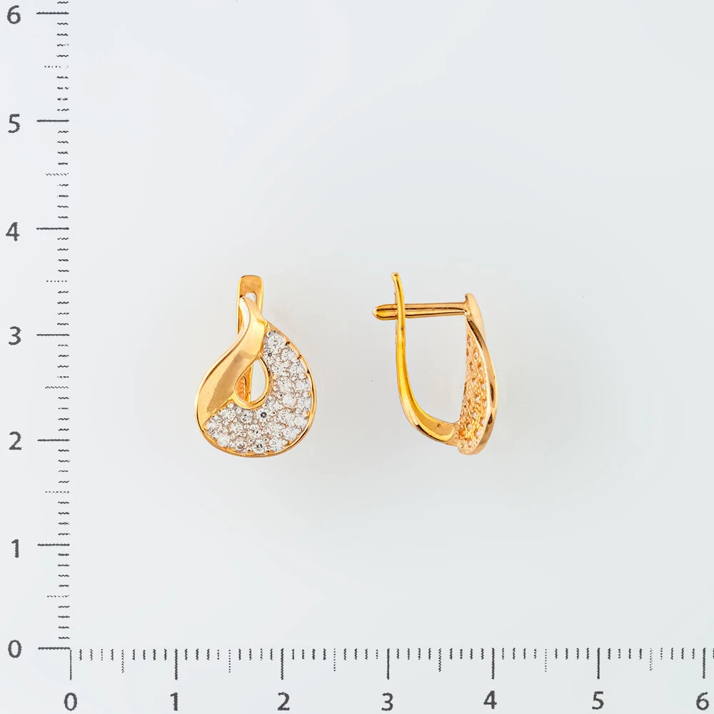 Серьги с фианитом из красного золота 585 пробы 2