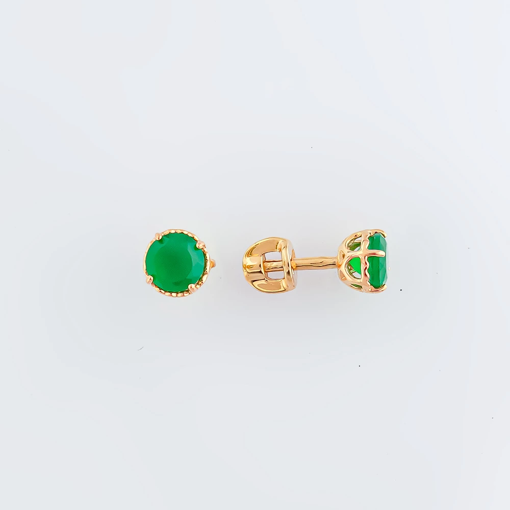 Серьги с агатом из красного золота 585 пробы 1