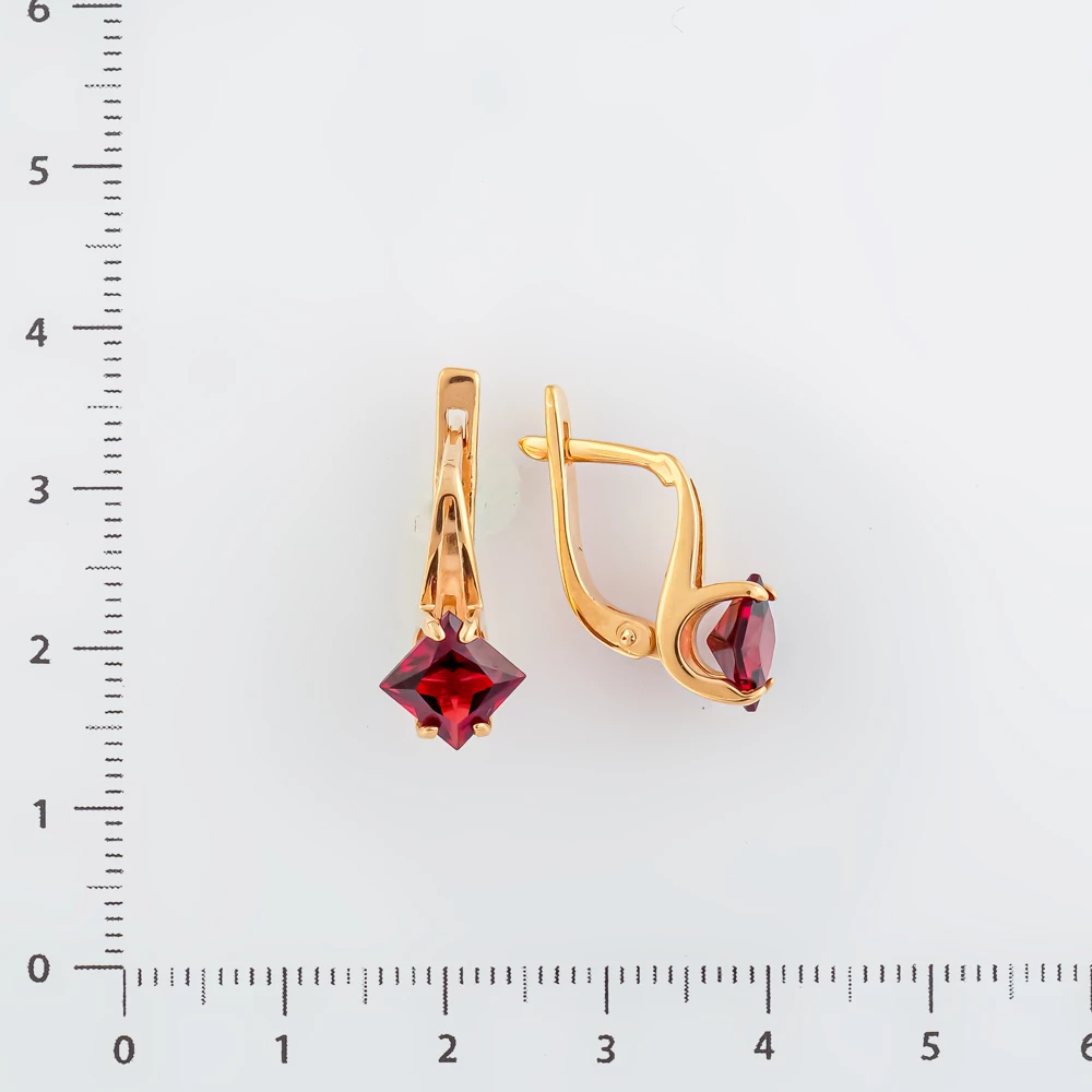 Серьги с гранатом из красного золота 585 пробы 2