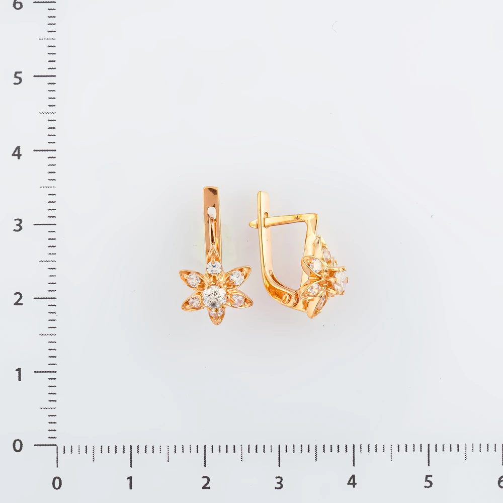 Серьги с фианитом из красного золота 585 пробы 2