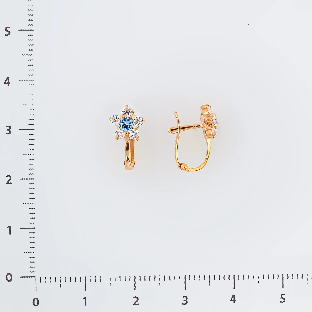 Серьги с фианитом из красного золота 585 пробы 2