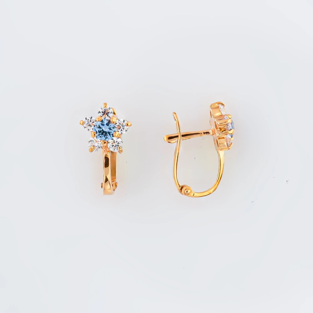 Серьги с фианитом из красного золота 585 пробы 1