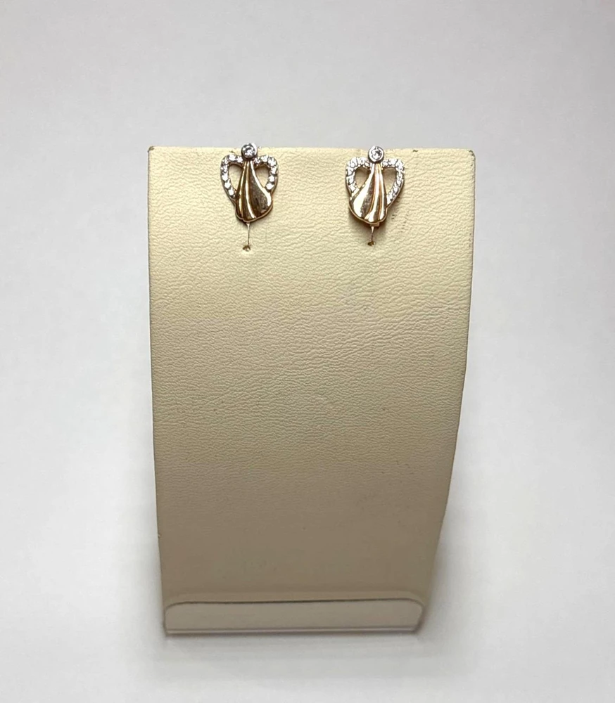 Серьги с фианитом из красного золота 585 пробы 1