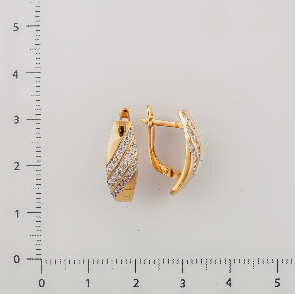 Серьги с фианитом из красного золота 585 пробы 2