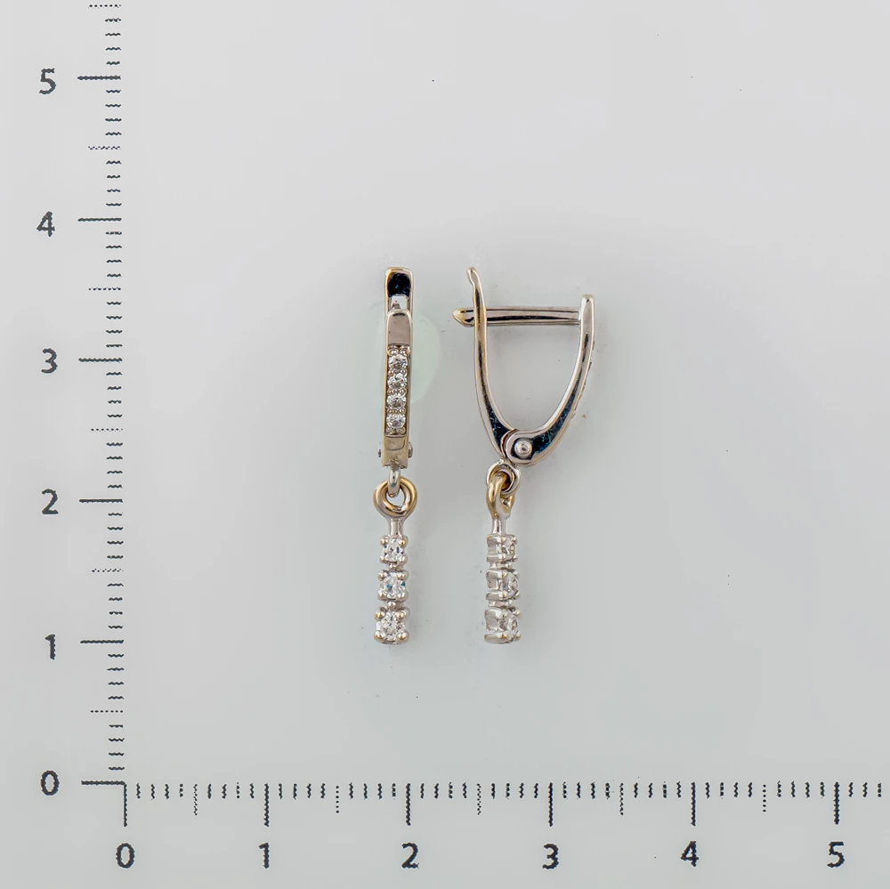 Серьги с фианитом из белого золота 585 пробы 2
