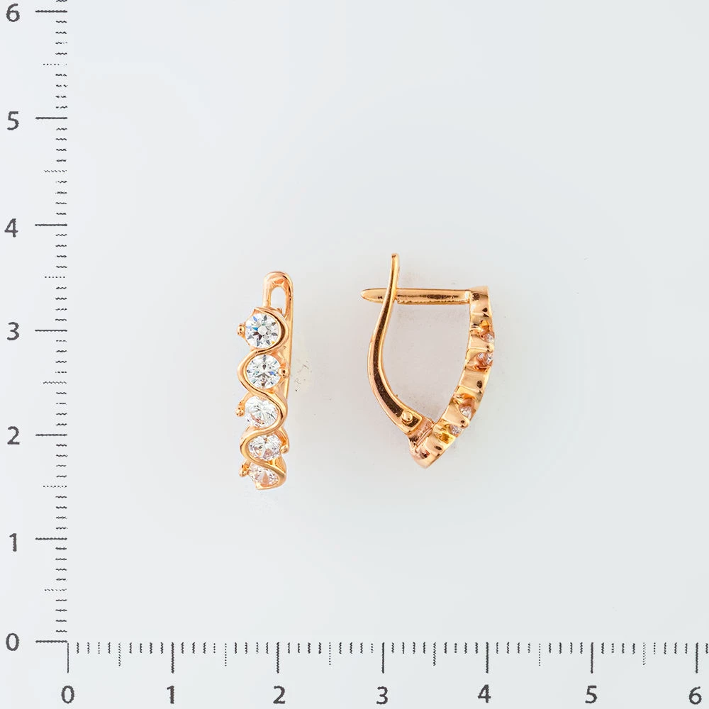 Серьги с фианитом из красного золота 585 пробы 2