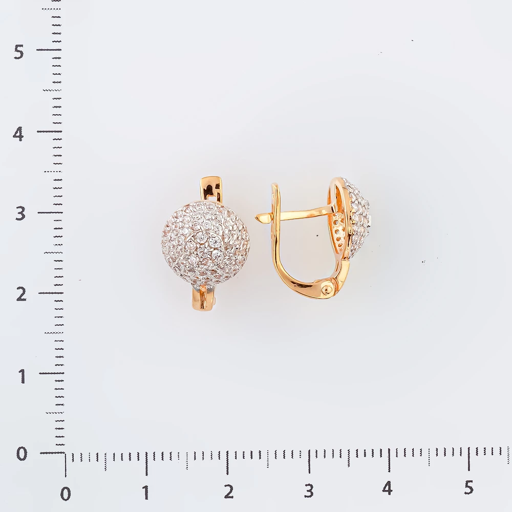 Серьги с фианитом из красного золота 585 пробы 2