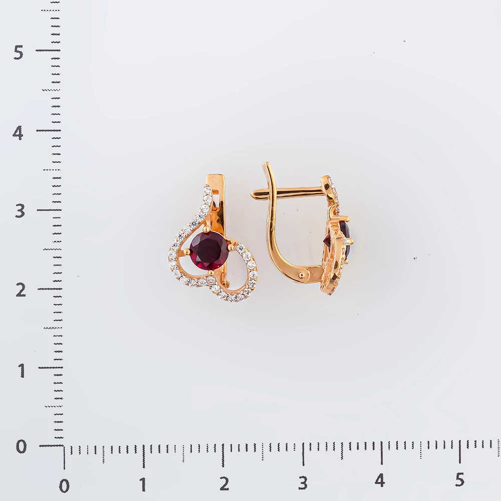 Серьги с гранатом из красного золота 585 пробы 2