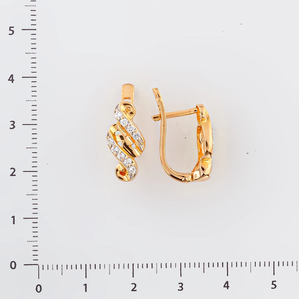 Серьги с фианитом из красного золота 585 пробы 2