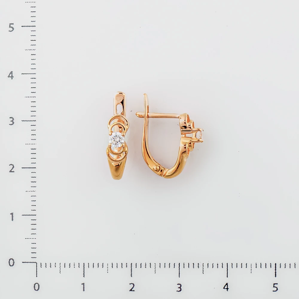 Серьги с фианитом из красного золота 585 пробы 2