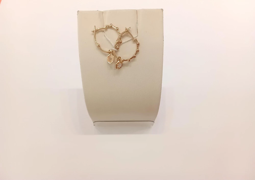 Серьги с фианитом из красного золота 585 пробы 1