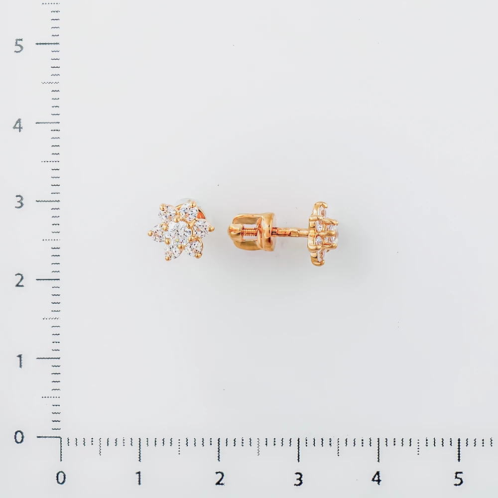 Серьги с фианитом из красного золота 585 пробы 2