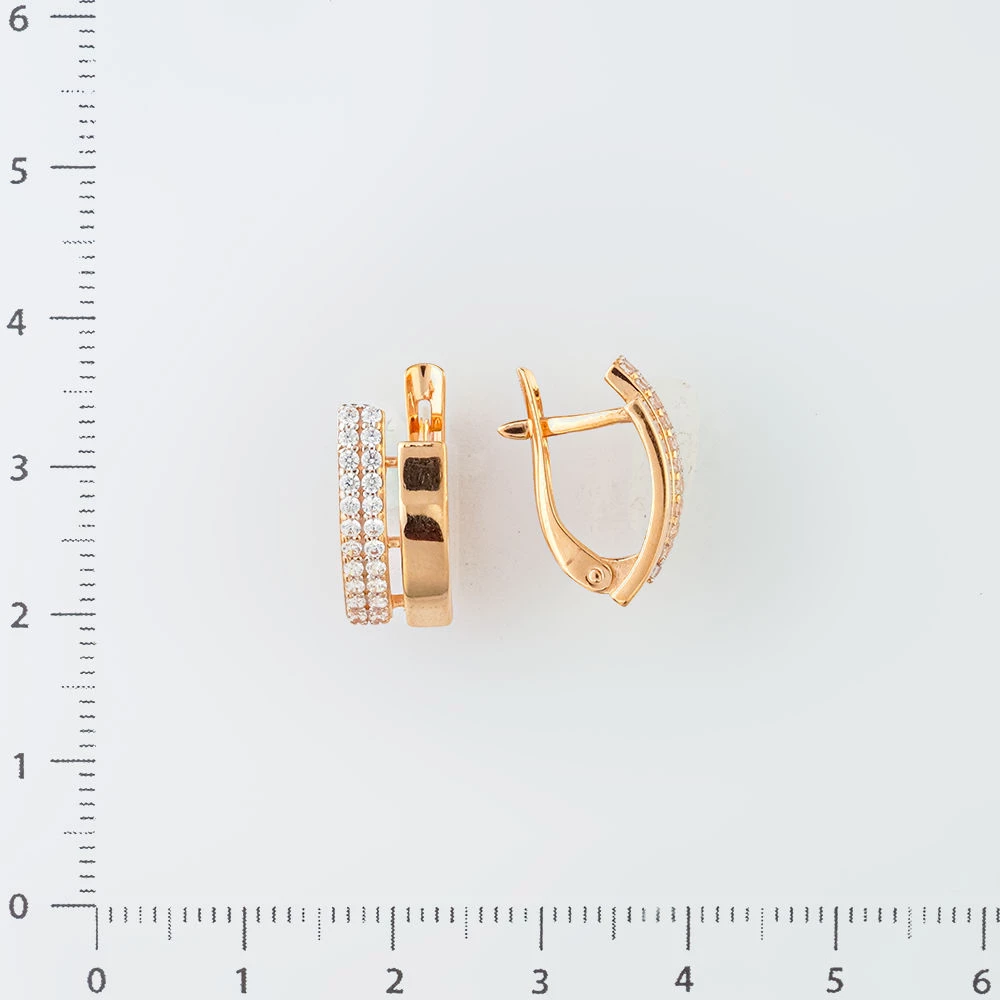 Серьги с фианитом из красного золота 585 пробы 2