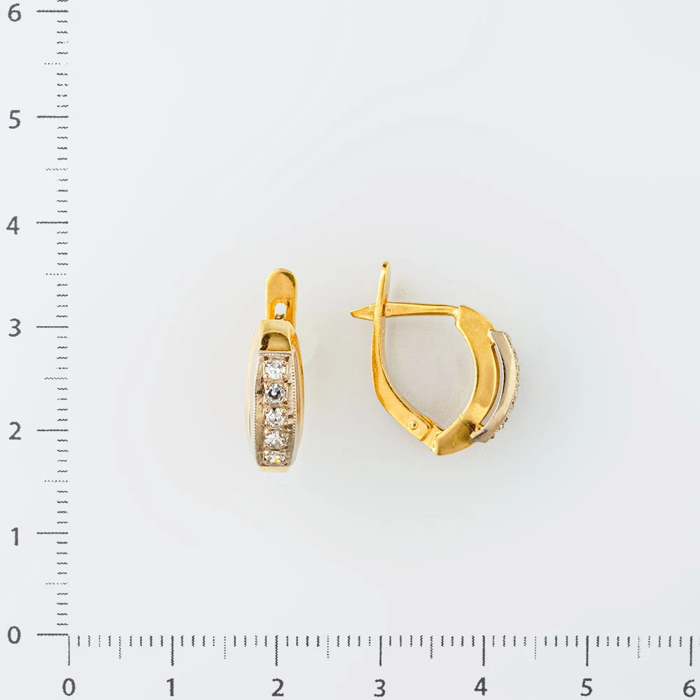 Серьги с бриллиантом из желтого золота 750 пробы 2
