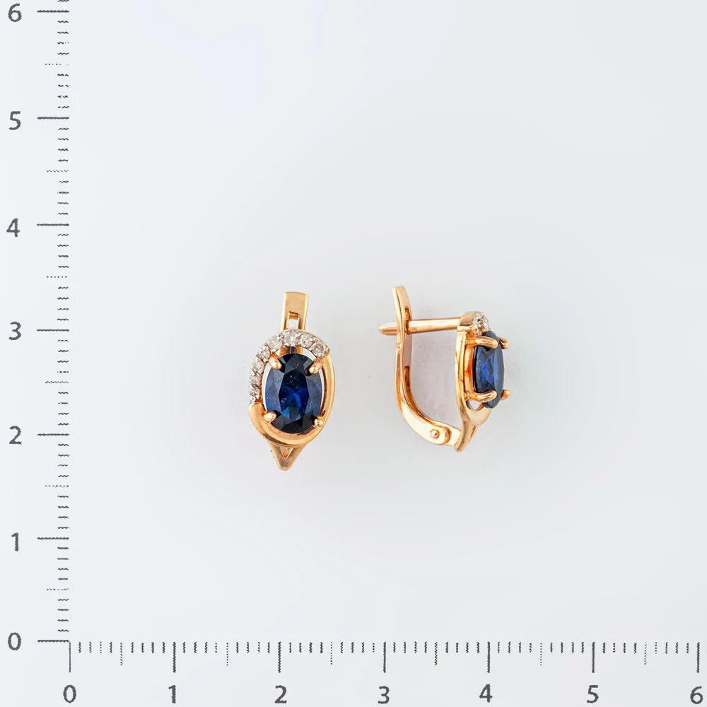 Серьги с сапфиром синтетическим из красного золота 585 пробы 2